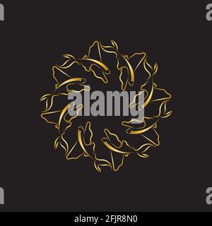 gold flying fish logo vector icon design template Stock Vector