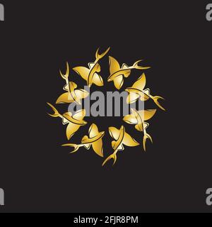 gold flying fish logo vector icon design template Stock Vector