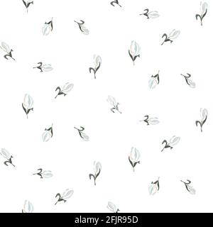 Seamless small tulips spring flowers illustration. Floral background pattern fabric print. Stock Vector