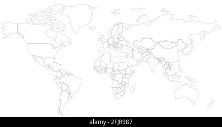 Simplified smooth border World map Stock Vector