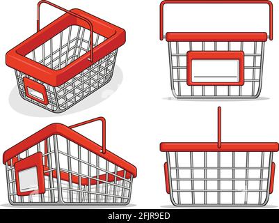 Shopping Basket Supermarket Store Cartoon Isolated Illustration Stock Vector