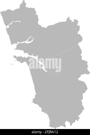 Goa districts map. Indian State. Gray background. Business Concepts and Backgrounds. Stock Vector