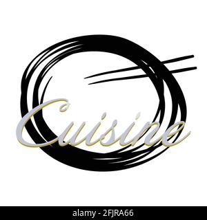 Noodle Restaurant Food Logo. Asian Dish Cuisine With Chopstick. Vector Illustration Template Design. Stock Vector