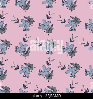 Meadow flowers drawing, bloom in grey color. Floral seamless pattern. Nature abstract background vector wallpaper. Line art botanical illustration gra Stock Vector