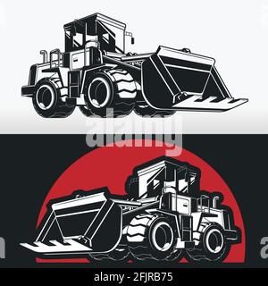 Silhouette Bulldozer Earthmover Construction Heavy Machinery Stencil Stock Vector