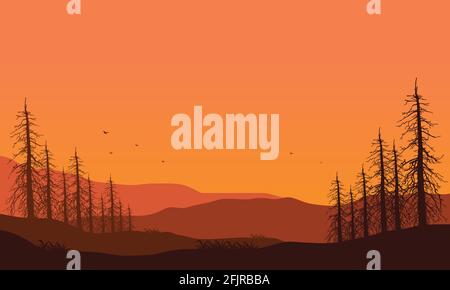 Stunning color of the twilight sky with extraordinary natural views. Vector illustration of a city Stock Vector