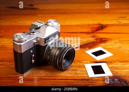 camera and slides Stock Photo