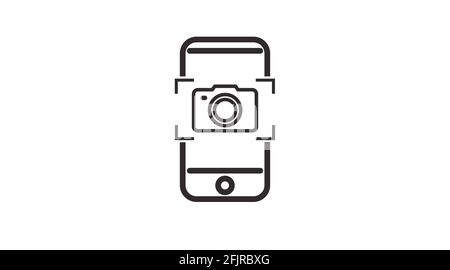 Camera Phone Icon. Vector isolated illustration of a cellphone with a camera sign Stock Vector