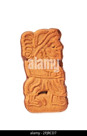 Speculoos or Spekulatius, traditional almond cookie, on a white background Stock Photo
