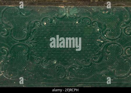 Ancient, green book cover with decoration texture background Stock Photo