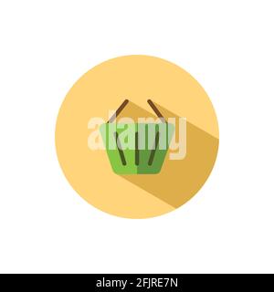 Empty shopping basket. Flat color icon in a circle. Commerce vector illustration Stock Vector