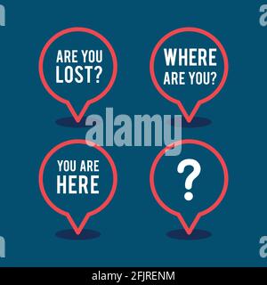 Pointer set with text. Concept of location. Vector illustration, flat design Stock Vector
