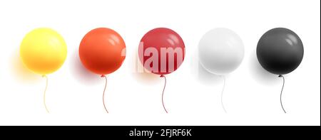 Set of glossy matte colorful balloons in round shape, 3d color sphere, isolated vector illustration Stock Vector