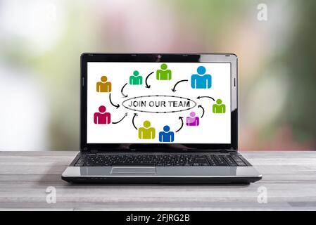 Join our team concept shown on a laptop screen Stock Photo