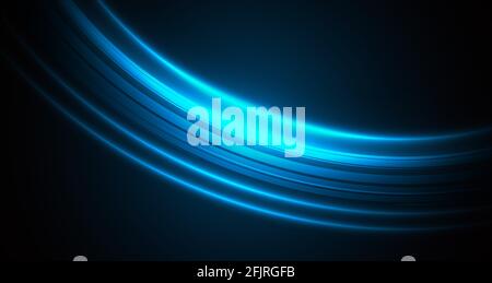 Blue vector design element, glowing brush stroke in dark space, graphic cover design element Stock Vector