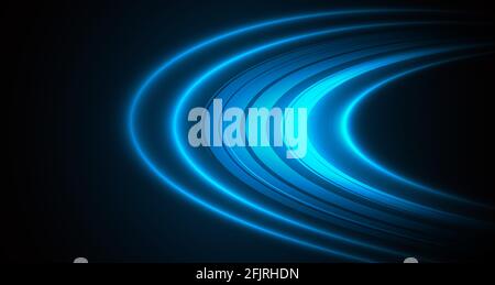 Vector abstract illustration with blue semi oval of light luminosity in dark space Stock Vector