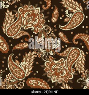 paisley floral vector illustration in damask style. seamless background Stock Vector