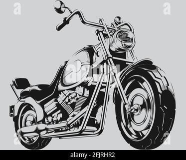 Vintage Motorcycle Chopper Biker Silhouette Illustration Clipart Stock Vector