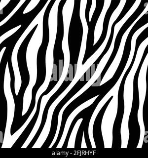 Zebra Stripes Seamless Pattern Background Animal Skin Lines Print Stock Vector