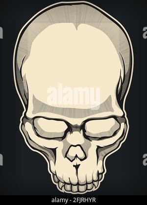 Silhouette Human Skull Vintage Stencil Outline Illustration Vector Stock Vector