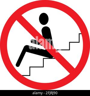 Do not sit warning sign. Escalator safety symbols. Perfect for backgrounds, backdrop, sticker, label, icon, sign, symbol and wallpaper. Stock Vector