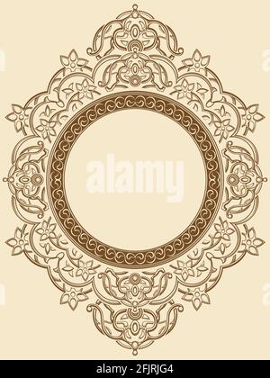 Vintage Floral Circle Frame Ornamental Border Decorative Vector Stock Vector