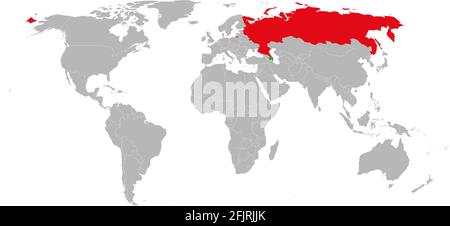 Azerbaijan, russia countries isolated on world map. Geographical map backgrounds. Stock Vector