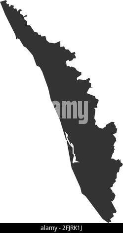 Simple outline map of Kerala is a state of India. Stylized minimal line ...