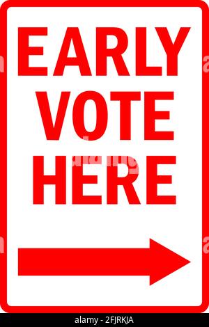 Early vote here sign. Election polling place direction symbol. Stock Vector