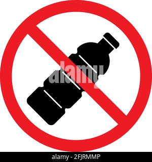 No plastic bottle warning sign. Perfect for backgrounds, banner, backdrop, sticker, label, icon and symbol. Stock Vector