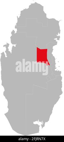 Umm Slal Province Map isolated on Qatar map. Geographical backgrounds. Stock Vector