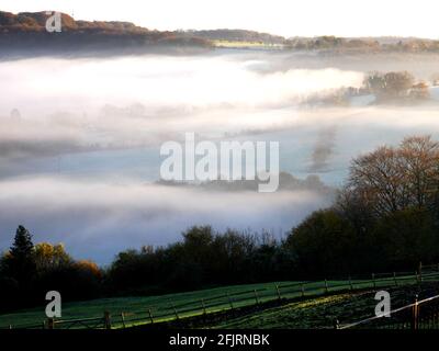 Morning mist near Kingsdown, Bath. Stock Photo