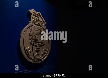 Coat of arms FC Porto, football club from Portugal, Porto, wooden  background Stock Photo - Alamy