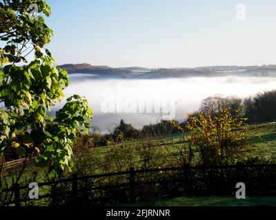 Morning mist near Kingsdown, Bath. Stock Photo