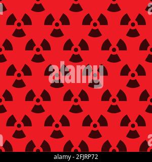 Radioactive seamless pattern isolated on red background. Backgrounds and Wallpapers. Stock Vector