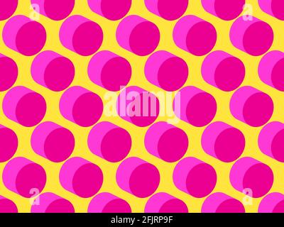 3d dots seamless pattern. Pop art style, yellow and pink colors. Isometric dotted background. Background for promotional products, wrapping paper and Stock Vector
