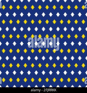 Ikat seamless pattern on blue background. Fabric designs and Wallpapers. Stock Vector