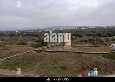 Old watchtower called torreladrones on the beach of cabopino, Marbella Stock Photo