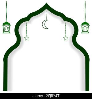 Vector, Green Blank Element Design or Template for Ramadan Kareem Greeting Card, Banner, Flyer and poster, with lantern, star and moon Stock Vector