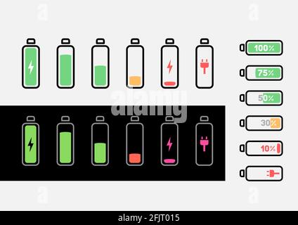 simple outline battery icon set Stock Vector