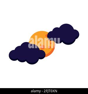 Full moon with cloud night icon isolated on white background. Stock Vector