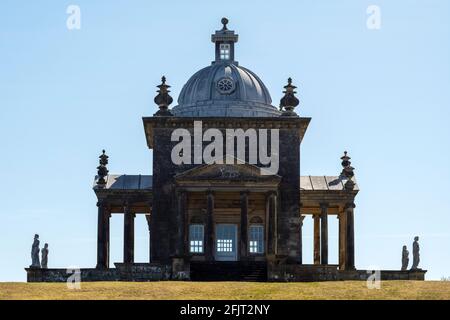 The Temple of the Four Winds silhouetted against a Springtime sky, Castle Howard Estate, North Yorkshire, UK Stock Photo