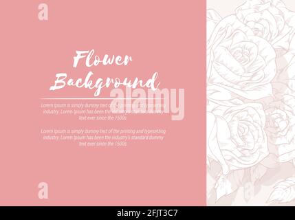 Background Floral Hand Drawn Rose Sketch Template Vector Layout Stock Vector