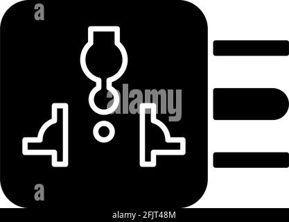 Travel adapter black glyph icon Stock Vector