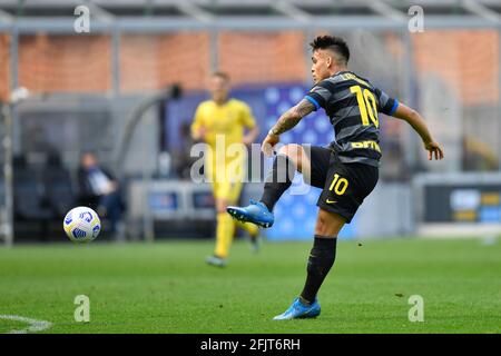 Milano, Italy. 25th, April 2021. Lautaro Martinez (10) of Inter Milan seen in the Serie A match between Inter Milan and Hellas Verona at Giuseppe Meazza in Milano. (Photo credit: Gonzales Photo - Tommaso Fimiano). Stock Photo