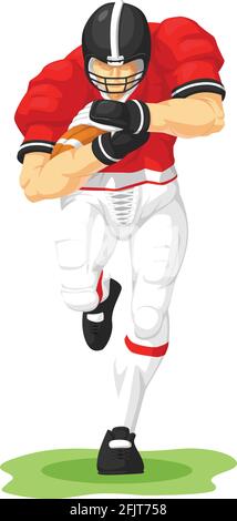 American Football Running Back Player Cartoon Illustration Drawing Stock Vector
