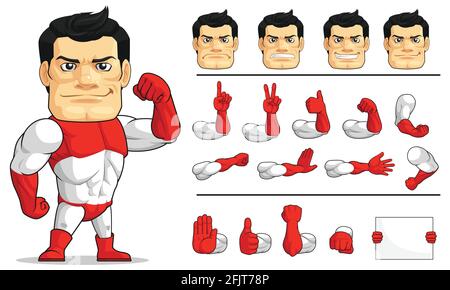 Mascot Super Hero Strong Vigilante Cartoon Vector Illustration Drawing Stock Vector