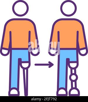person with prosthesis color flat icon for digital and print projects ...