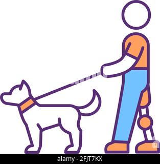 Prosthetic use in everyday life activities RGB color icon Stock Vector