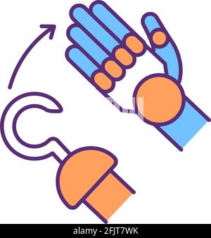 Innovative prosthetic hand RGB color icon Stock Vector